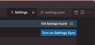 Screenshot of VSCode's JSON settings icon