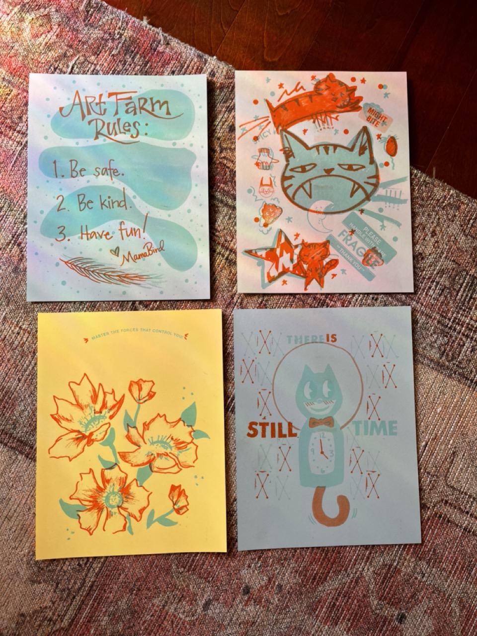 4 unique prints designed by classmates